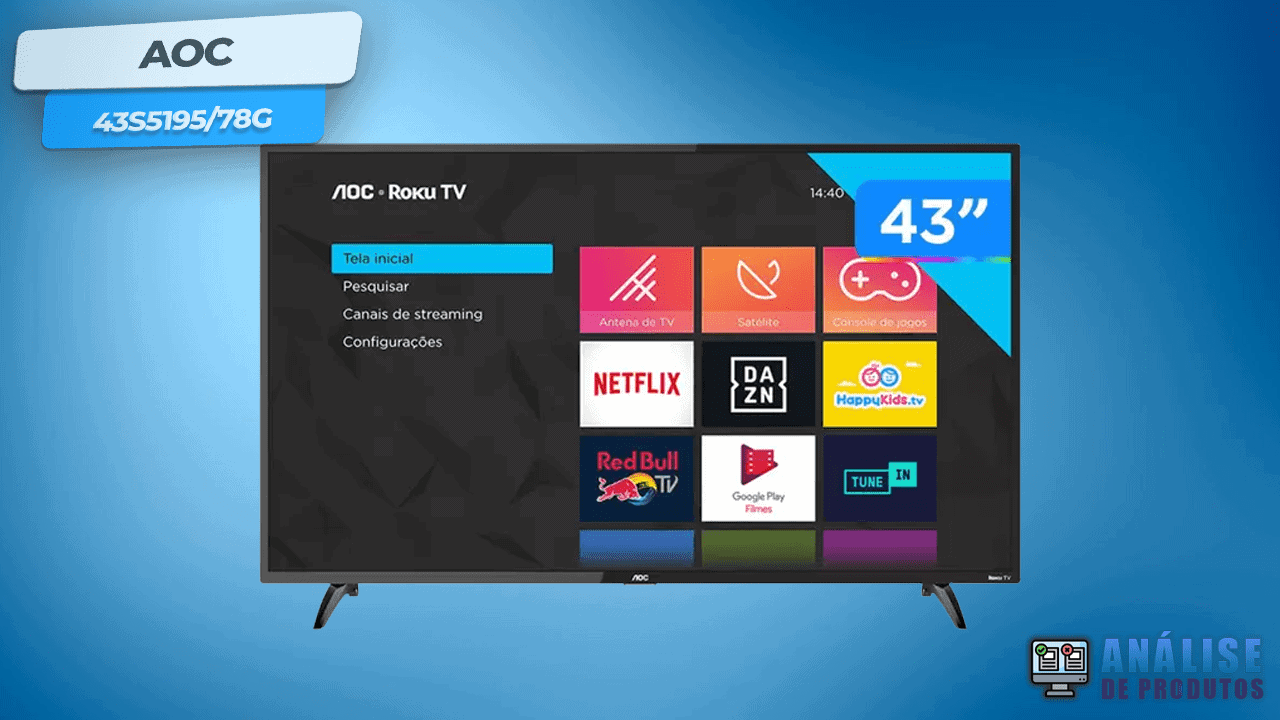 Smart TV Full HD Roku 43 AOC - 43S519578G